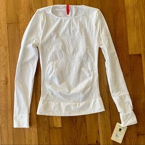 Spanx white control top long sleeve large slip